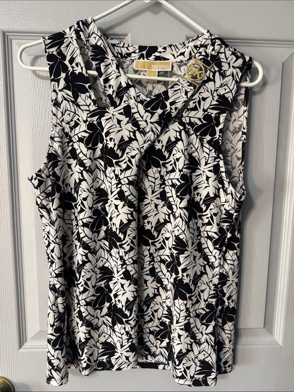 Michael Kors Black & White Floral Sleeveless Camisole